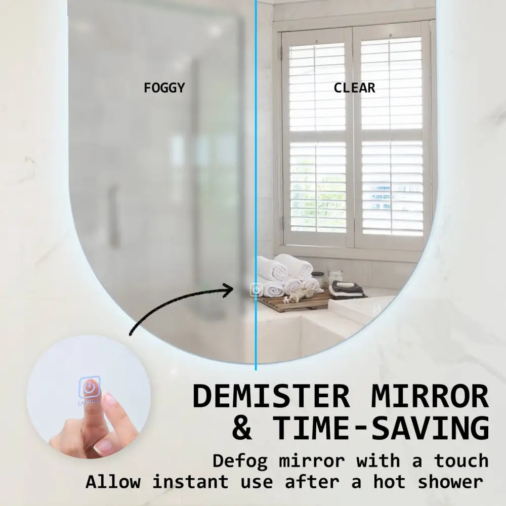 2 Set LED Wall Mirror Oval Anti-Fog Bathroom 45x100cm - Home & Garden > Decor > Mirrors