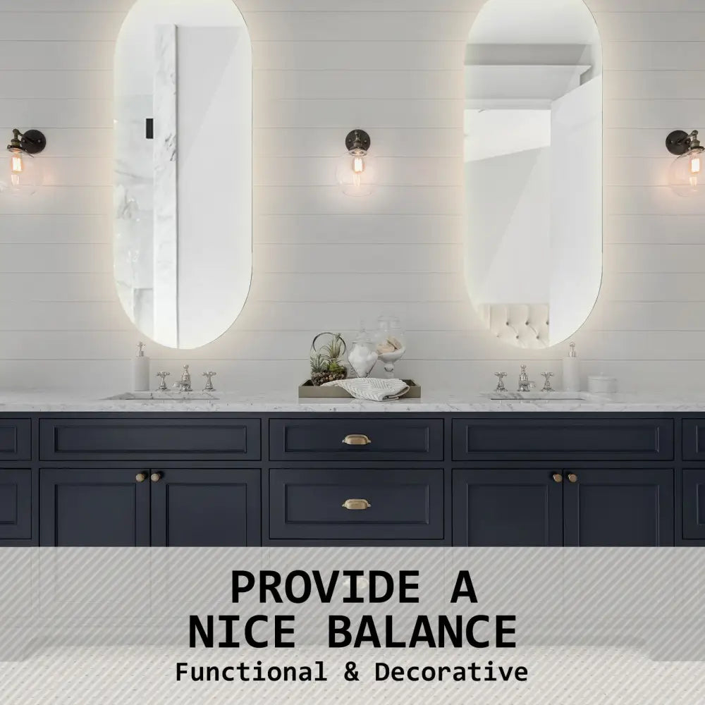 2 Set LED Wall Mirror Oval Anti-Fog Bathroom 45x100cm - Home & Garden > Decor > Mirrors