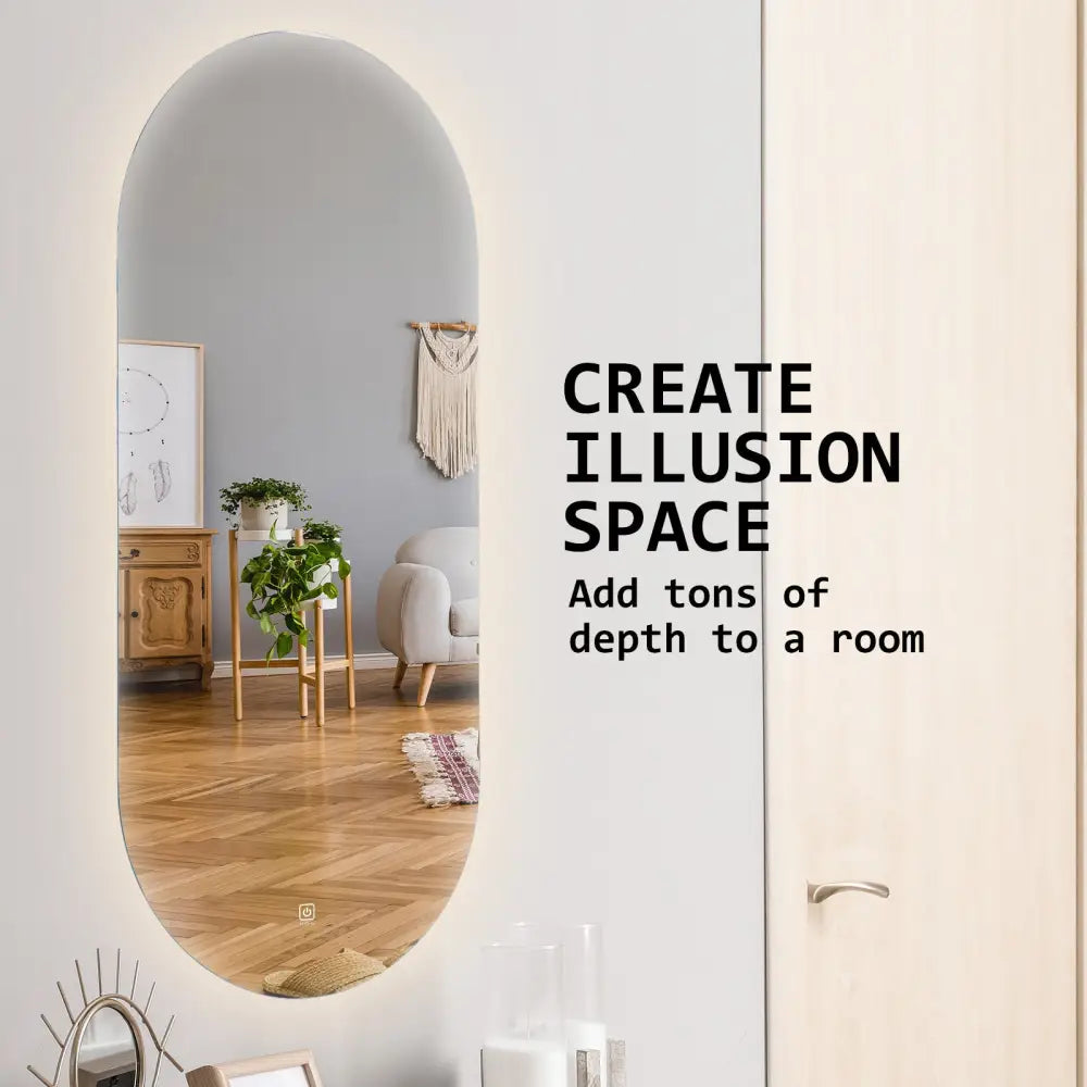 2 Set LED Wall Mirror Oval Anti-Fog Bathroom 45x100cm - Home & Garden > Decor > Mirrors