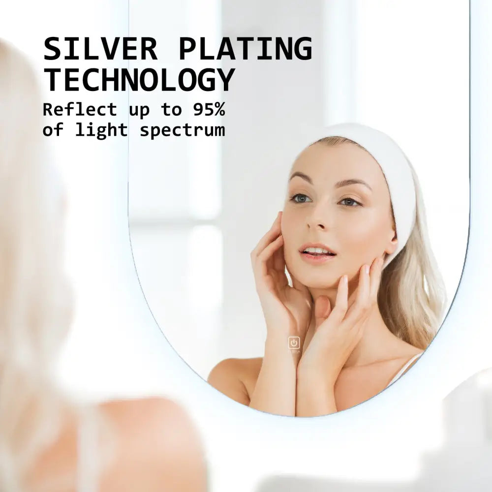 2 Set LED Wall Mirror Oval Anti-Fog Bathroom 45x100cm - Home & Garden > Decor > Mirrors