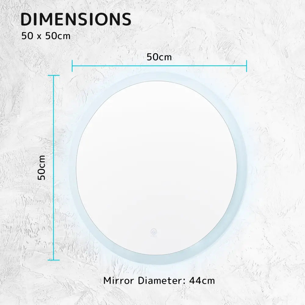2 Set LED Wall Mirror Round Anti-Fog Bathroom 50cm - Home & Garden > Decor > Mirrors