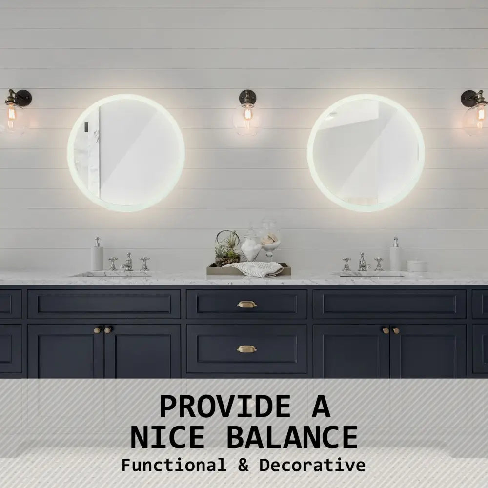 2 Set LED Wall Mirror Round Anti-Fog Bathroom 50cm - Home & Garden > Decor > Mirrors