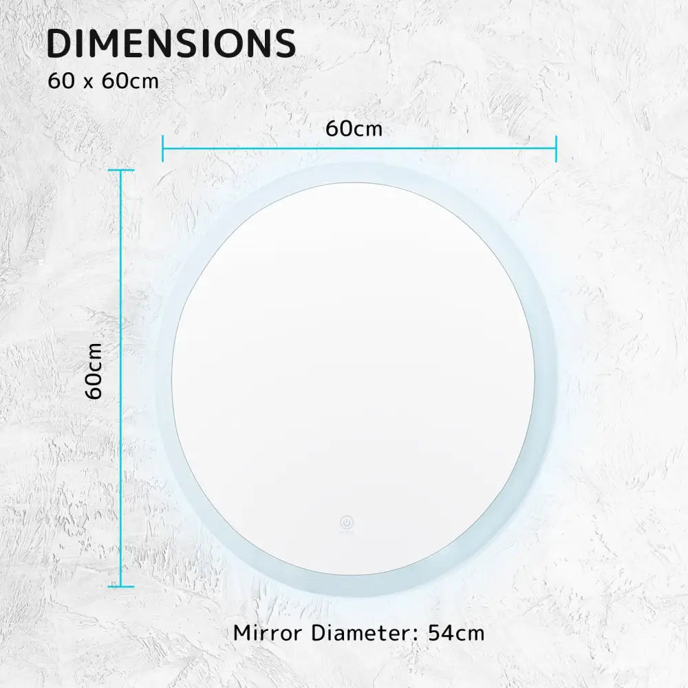 2 Set LED Wall Mirror Round Anti-Fog Bathroom 60cm - Home & Garden > Decor > Mirrors