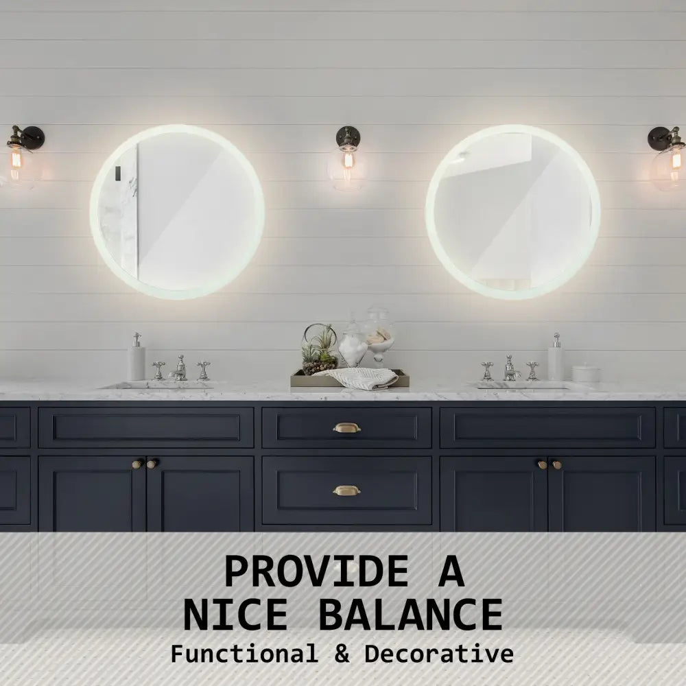 2 Set LED Wall Mirror Round Anti-Fog Bathroom 60cm - Home & Garden > Decor > Mirrors