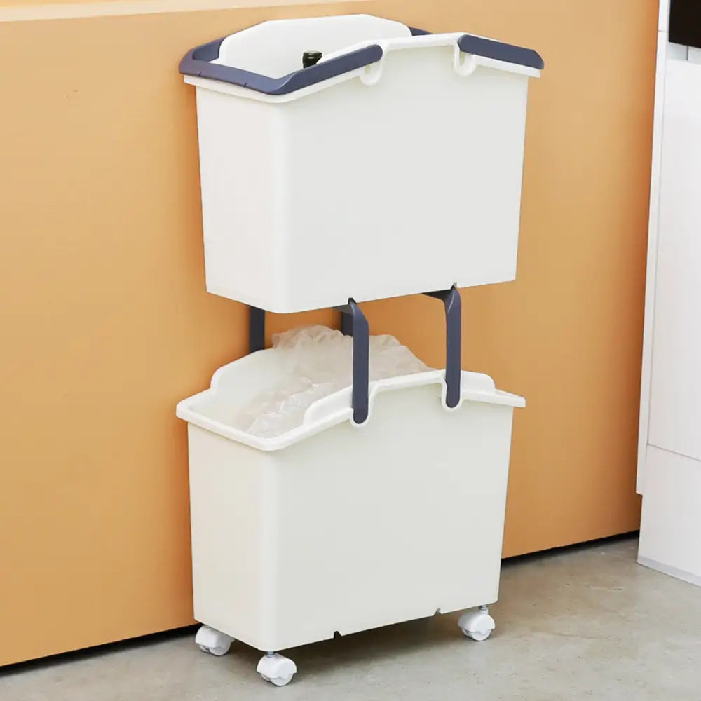 2 Set Stackable Multipurpose Laundry Basket Ivory - Home & Garden > Kitchen Bins