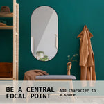 2 Set Wall Mirror Oval Aluminum Frame Bathroom 45x100cm BLACK - Home & Garden > Decor > Mirrors