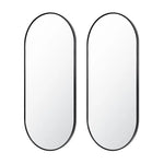 2 Set Wall Mirror Oval Aluminum Frame Bathroom 45x100cm BLACK - Home & Garden > Decor > Mirrors