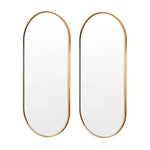 2 Set Wall Mirror Oval Aluminum Frame Bathroom 45x100cm GOLD - Home & Garden > Decor > Mirrors