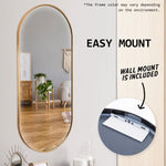 2 Set Wall Mirror Oval Aluminum Frame Bathroom 45x100cm GOLD - Home & Garden > Decor > Mirrors