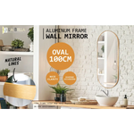 2 Set Wall Mirror Oval Aluminum Frame Bathroom 45x100cm GOLD - Home & Garden > Decor > Mirrors