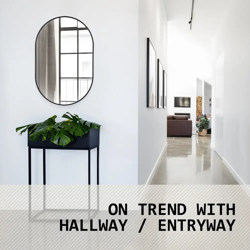2 Set Wall Mirror Oval Aluminum Frame Bathroom 50x75cm BLACK - Home & Garden > Decor > Mirrors