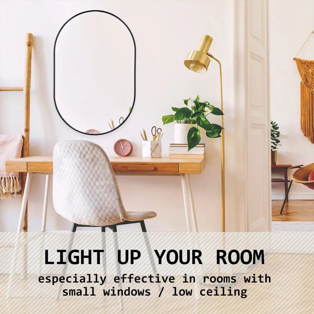 2 Set Wall Mirror Oval Aluminum Frame Bathroom 50x75cm BLACK - Home & Garden > Decor > Mirrors