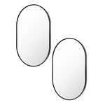 2 Set Wall Mirror Oval Aluminum Frame Bathroom 50x75cm BLACK - Home & Garden > Decor > Mirrors