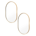 2 Set Wall Mirror Oval Aluminum Frame Bathroom 50x75cm GOLD - Home & Garden > Decor > Mirrors