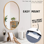 2 Set Wall Mirror Oval Aluminum Frame Bathroom 50x75cm GOLD - Home & Garden > Decor > Mirrors