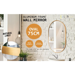 2 Set Wall Mirror Oval Aluminum Frame Bathroom 50x75cm GOLD - Home & Garden > Decor > Mirrors