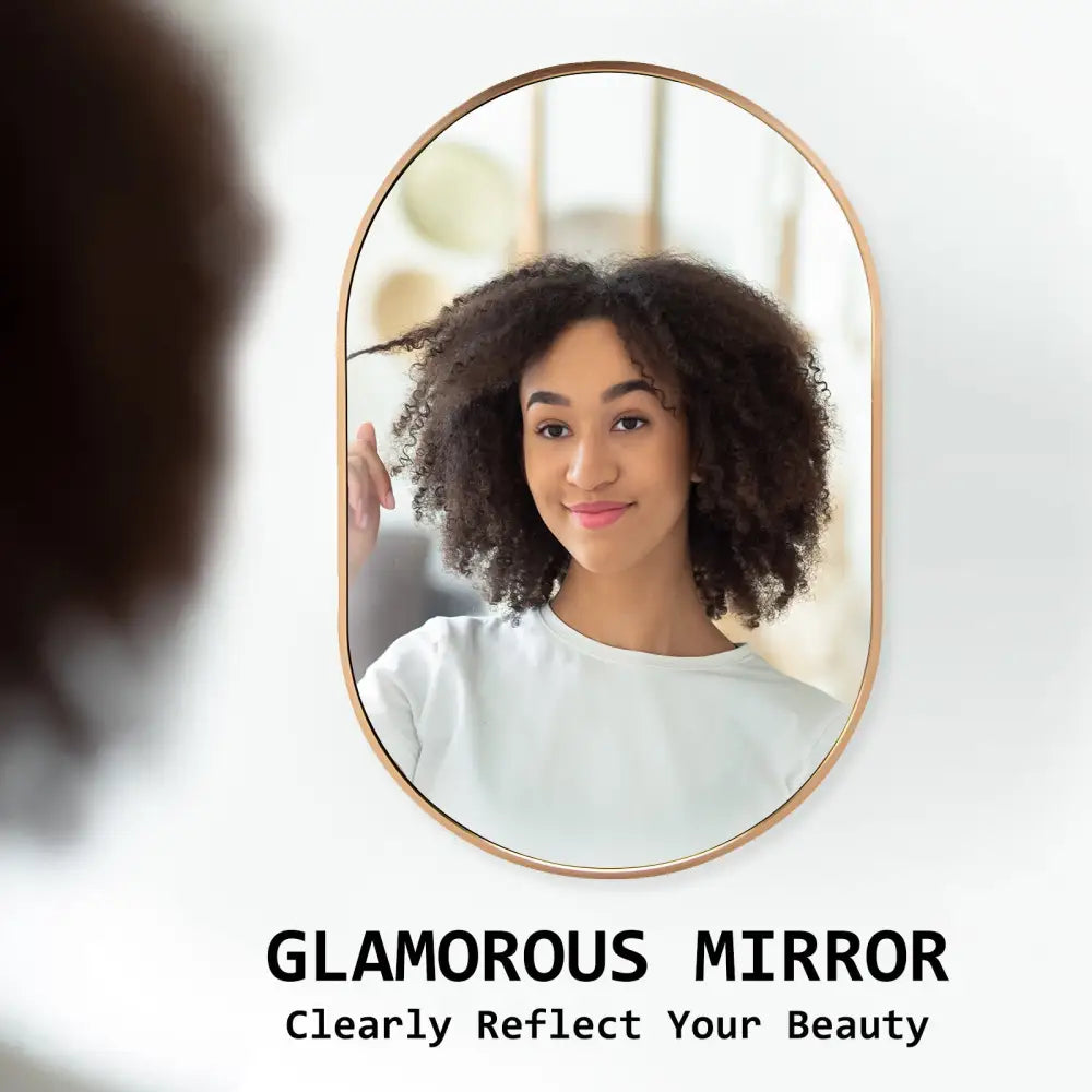 2 Set Wall Mirror Oval Aluminum Frame Bathroom 50x75cm GOLD - Home & Garden > Decor > Mirrors