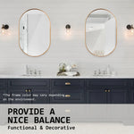 2 Set Wall Mirror Oval Aluminum Frame Bathroom 50x75cm GOLD - Home & Garden > Decor > Mirrors
