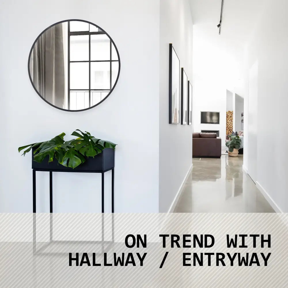 2 Set Wall Mirror Round Aluminum Frame Bathroom 50cm BLACK - Home & Garden > Decor > Mirrors