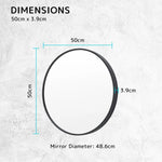 2 Set Wall Mirror Round Aluminum Frame Bathroom 50cm BLACK - Home & Garden > Decor > Mirrors