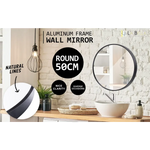 2 Set Wall Mirror Round Aluminum Frame Bathroom 50cm BLACK - Home & Garden > Decor > Mirrors