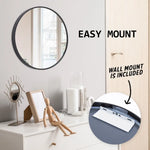 2 Set Wall Mirror Round Aluminum Frame Bathroom 50cm BLACK - Home & Garden > Decor > Mirrors