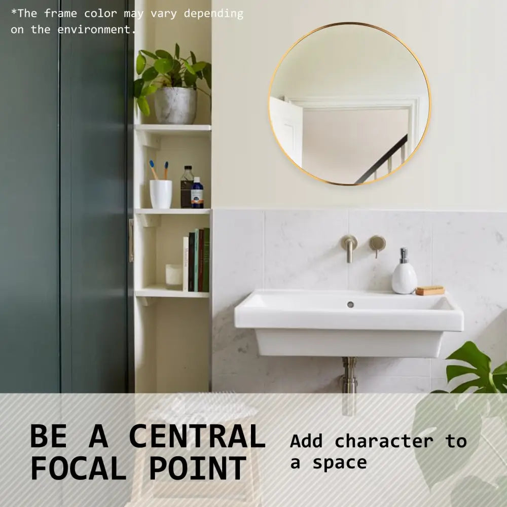 2 Set Wall Mirror Round Aluminum Frame Bathroom 50cm GOLD - Home & Garden > Decor > Mirrors
