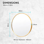 2 Set Wall Mirror Round Aluminum Frame Bathroom 50cm GOLD - Home & Garden > Decor > Mirrors