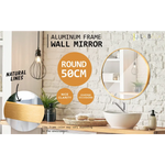 2 Set Wall Mirror Round Aluminum Frame Bathroom 50cm GOLD - Home & Garden > Decor > Mirrors
