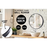 2 Set Wall Mirror Round Aluminum Frame Bathroom 60cm BLACK - Home & Garden > Decor > Mirrors