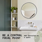 2 Set Wall Mirror Round Aluminum Frame Bathroom 60cm BLACK - Home & Garden > Decor > Mirrors