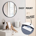 2 Set Wall Mirror Round Aluminum Frame Bathroom 60cm BLACK - Home & Garden > Decor > Mirrors