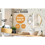 2 Set Wall Mirror Round Aluminum Frame Bathroom 60cm GOLD - Home & Garden > Decor > Mirrors