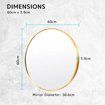 2 Set Wall Mirror Round Aluminum Frame Bathroom 60cm GOLD - Home & Garden > Decor > Mirrors