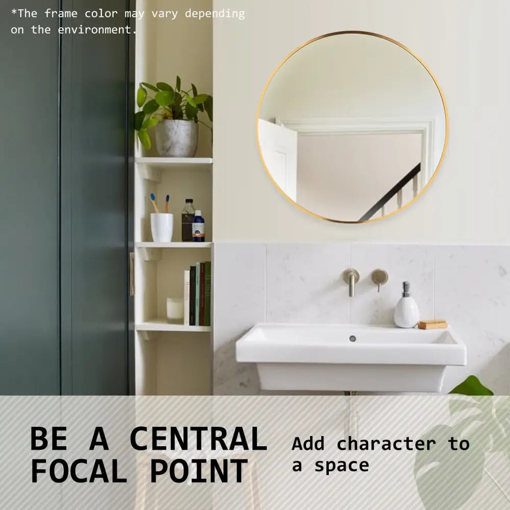 2 Set Wall Mirror Round Aluminum Frame Bathroom 60cm GOLD - Home & Garden > Decor > Mirrors