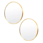 2 Set Wall Mirror Round Aluminum Frame Bathroom 60cm GOLD - Home & Garden > Decor > Mirrors