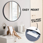 2 Set Wall Mirror Round Aluminum Frame Bathroom 70cm BLACK - Home & Garden > Decor > Mirrors