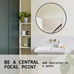 2 Set Wall Mirror Round Aluminum Frame Bathroom 70cm BLACK - Home & Garden > Decor > Mirrors