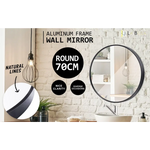 2 Set Wall Mirror Round Aluminum Frame Bathroom 70cm BLACK - Home & Garden > Decor > Mirrors