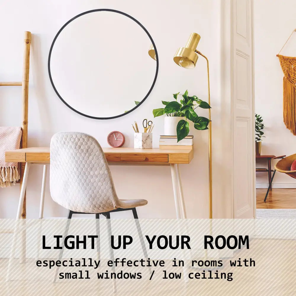 2 Set Wall Mirror Round Aluminum Frame Bathroom 70cm BLACK - Home & Garden > Decor > Mirrors