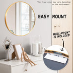 2 Set Wall Mirror Round Aluminum Frame Bathroom 70cm GOLD - Home & Garden > Decor > Mirrors