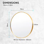 2 Set Wall Mirror Round Aluminum Frame Bathroom 70cm GOLD - Home & Garden > Decor > Mirrors