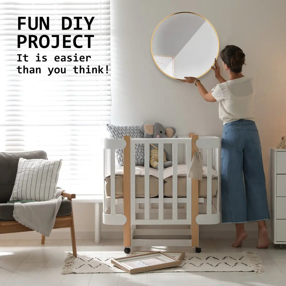 2 Set Wall Mirror Round Aluminum Frame Bathroom 70cm GOLD - Home & Garden > Decor > Mirrors