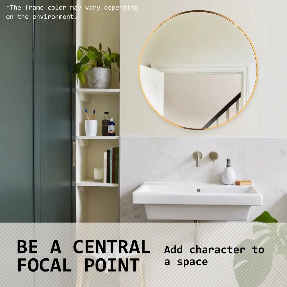 2 Set Wall Mirror Round Aluminum Frame Bathroom 70cm GOLD - Home & Garden > Decor > Mirrors