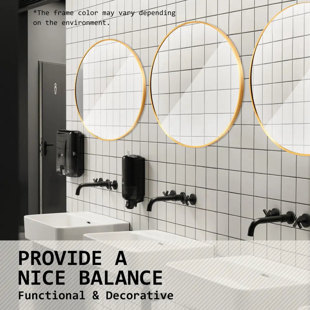 2 Set Wall Mirror Round Aluminum Frame Bathroom 70cm GOLD - Home & Garden > Decor > Mirrors