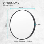 2 Set Wall Mirror Round Aluminum Frame Bathroom 80cm BLACK - Home & Garden > Decor > Mirrors