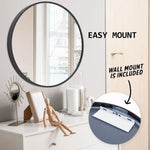 2 Set Wall Mirror Round Aluminum Frame Bathroom 80cm BLACK - Home & Garden > Decor > Mirrors