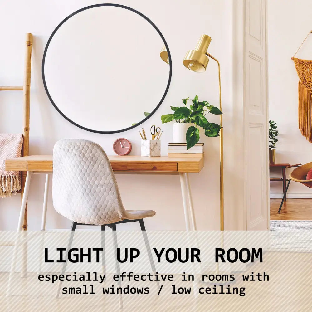 2 Set Wall Mirror Round Aluminum Frame Bathroom 80cm BLACK - Home & Garden > Decor > Mirrors