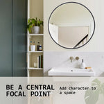 2 Set Wall Mirror Round Aluminum Frame Bathroom 80cm BLACK - Home & Garden > Decor > Mirrors