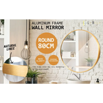 2 Set Wall Mirror Round Aluminum Frame Bathroom 80cm GOLD - Home & Garden > Decor > Mirrors